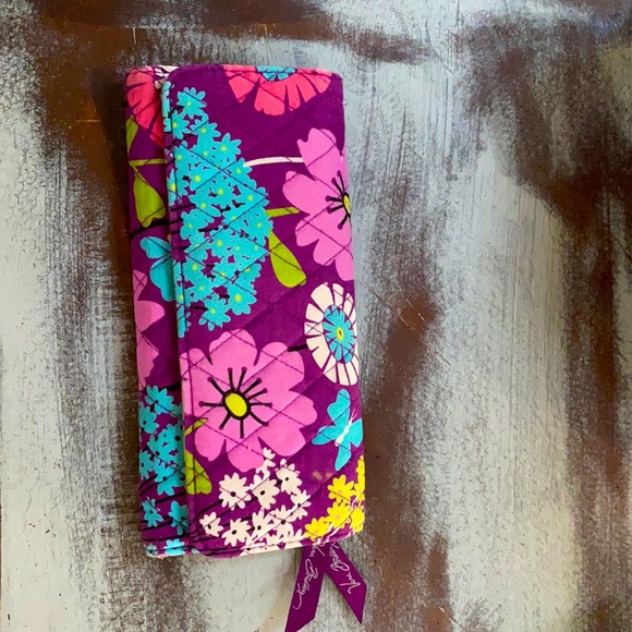 Vera Bradley Handbags - Vera Bradley trifold quilted purple floral wallet new